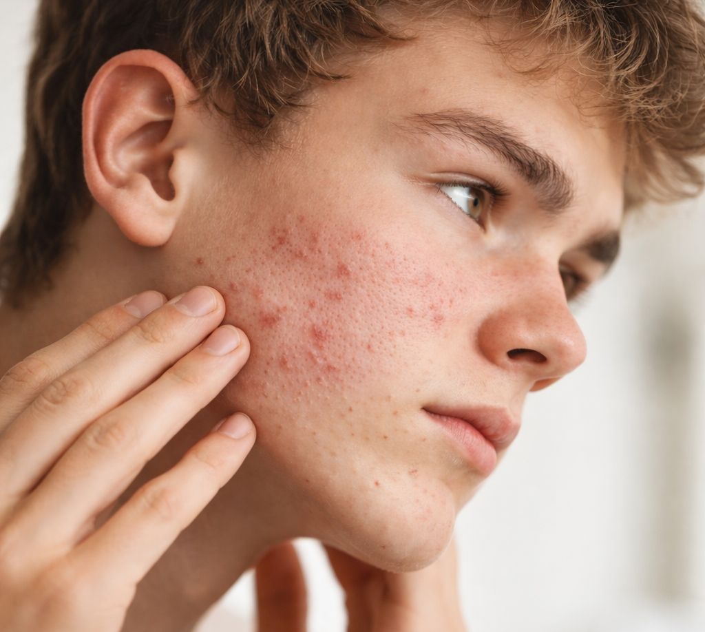 Male with acne
